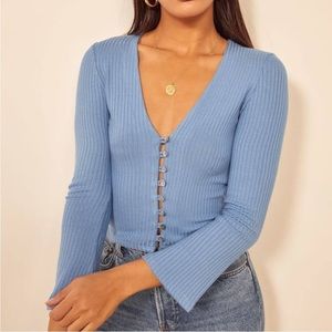 Reformation Gellar Top - Parisian Blue - Size Medium